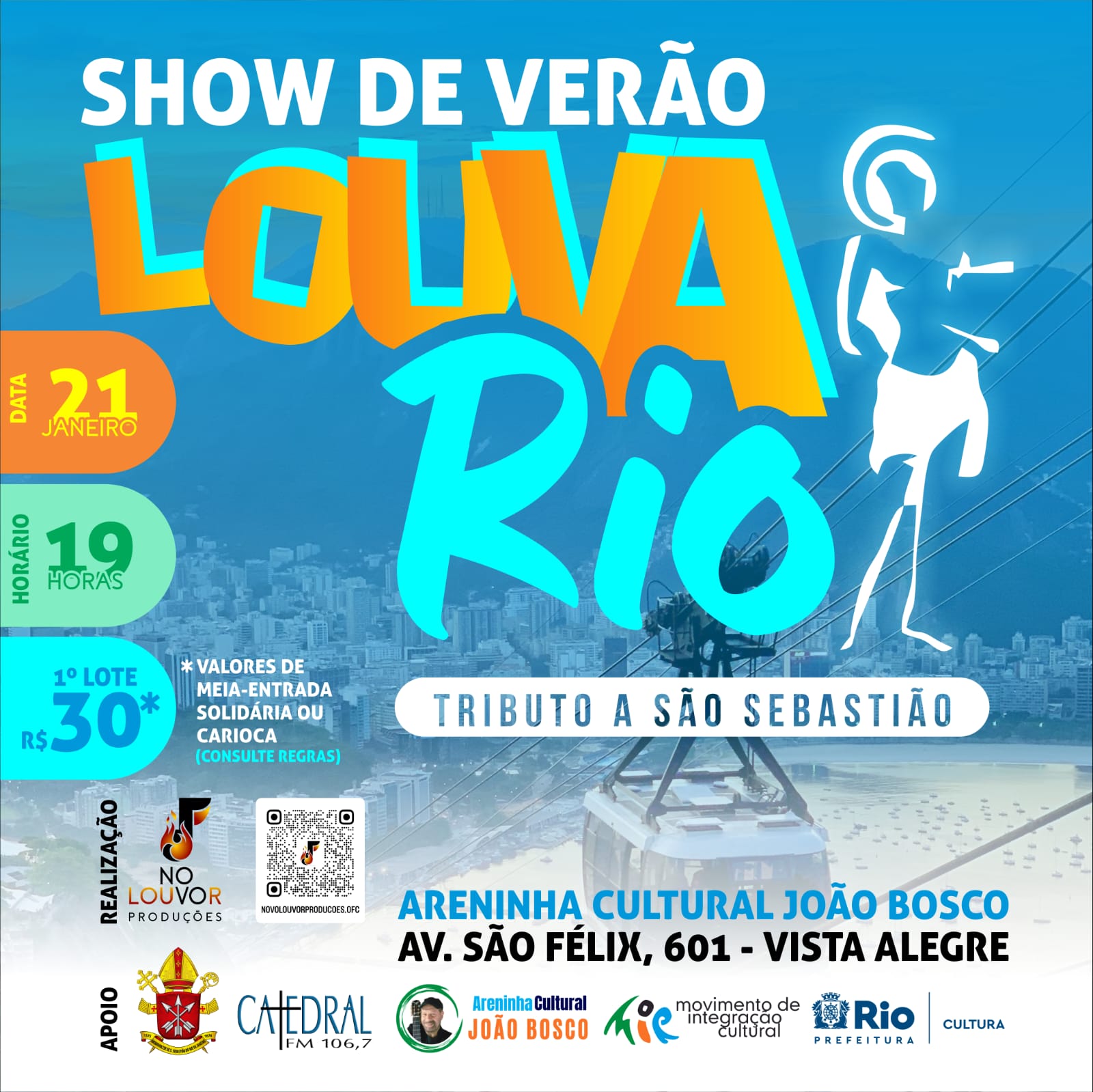 LOUVA RIO: SHOW DE VERÃO NA ARENINHA CULTURAL JOÃO BOSCO
