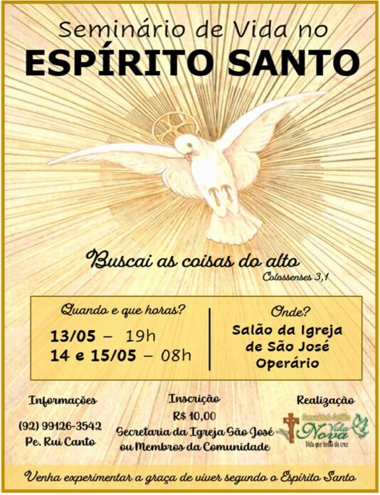 COMUNIDADE VIDA NOVA PROMOVE SEMINÁRIO NESTE FIM DE SEMANA