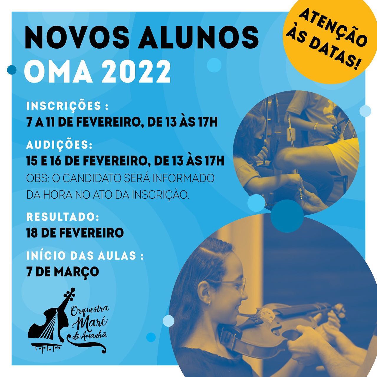 CULTURA NAS PERIFERIAS: ABERTA AS INSCRIÇÕES PARA NOVOS ALUNOS OMA 2022