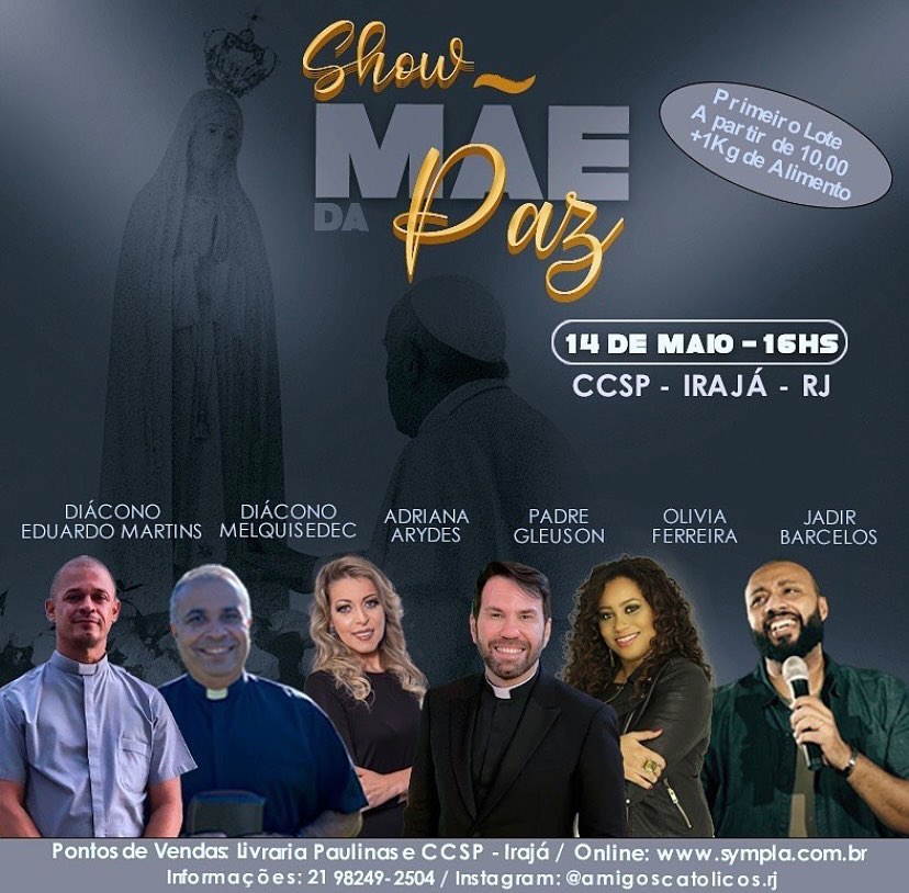 SHOW MÃE DA PAZ NO CENTRO CULTURAL DOM ORANI EM MAIO