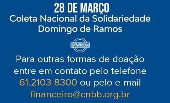 CNBB CONVIDA FIÉIS AO GESTO CONCRETO DE DOAÇÃO NO DOMINGO DE RAMOS