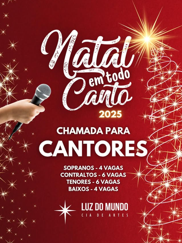 CIA DE ARTES LUZ DO MUNDO CONVOCA CANTORES PARA MUSICAL DE NATAL 2025