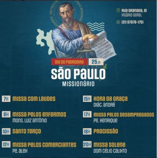 FESTA DE SÃO PAULO MISSIONÁRIO EM VIGÁRIO GERAL